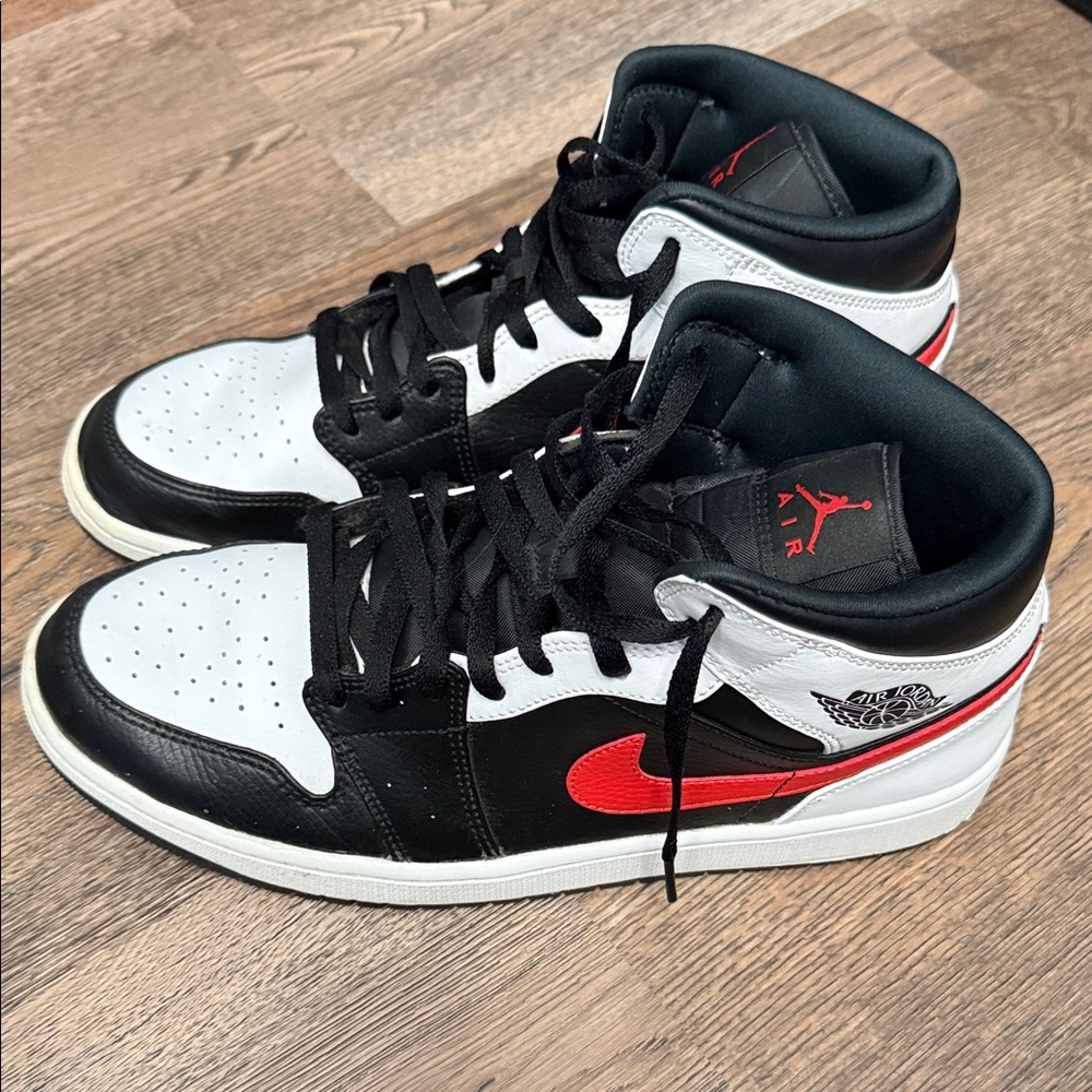 Nike Black and White Shoes with Red Highlights